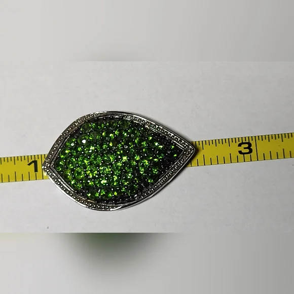 Genuine Russian Chrome Diopside Sterling Silver Slide Pendant Necklace - Picture 7 of 9